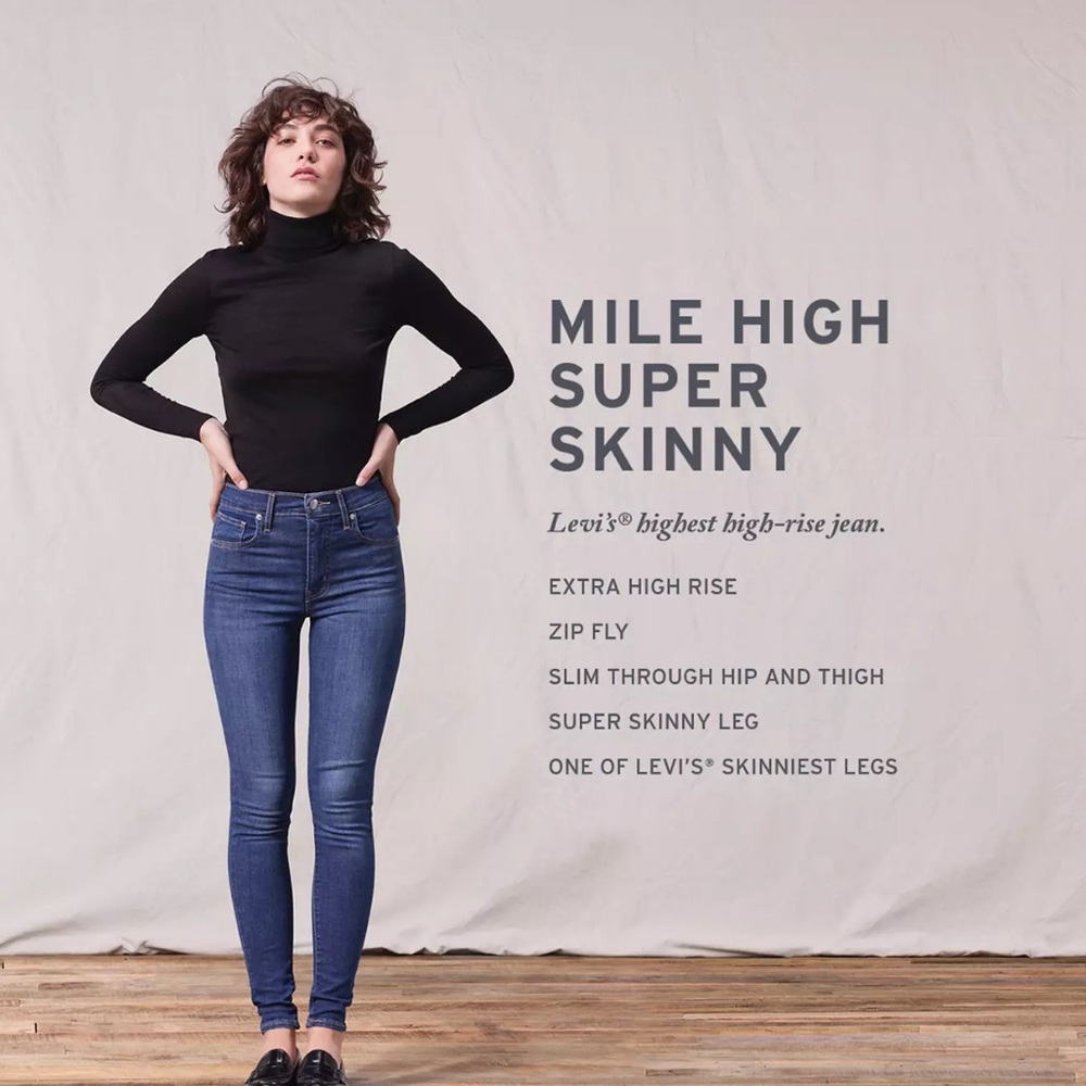 Levi’s Mile High Super Skinny Dark Jeans Size 27